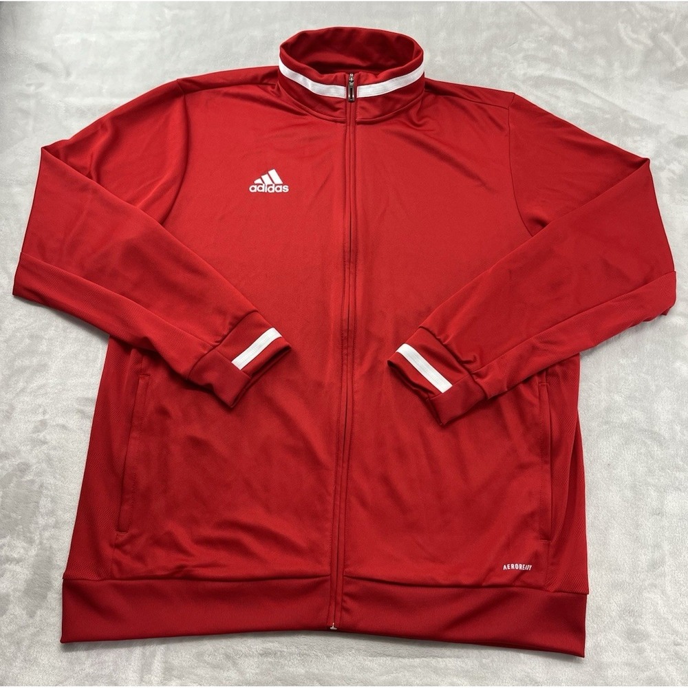 Adidas Team 19 Track Jacket Men Extra Large Power Red AEROREADY Full Zip Outdoor